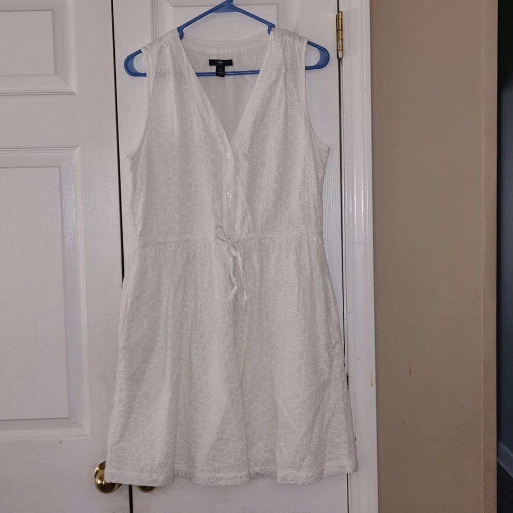 Gap Factory white eyelet summer beach wedding  party  dress Sz S